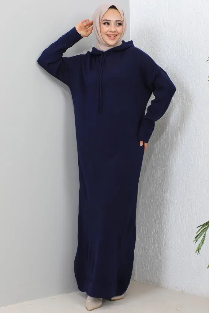 Hooded Knıtwear Dress-detail
