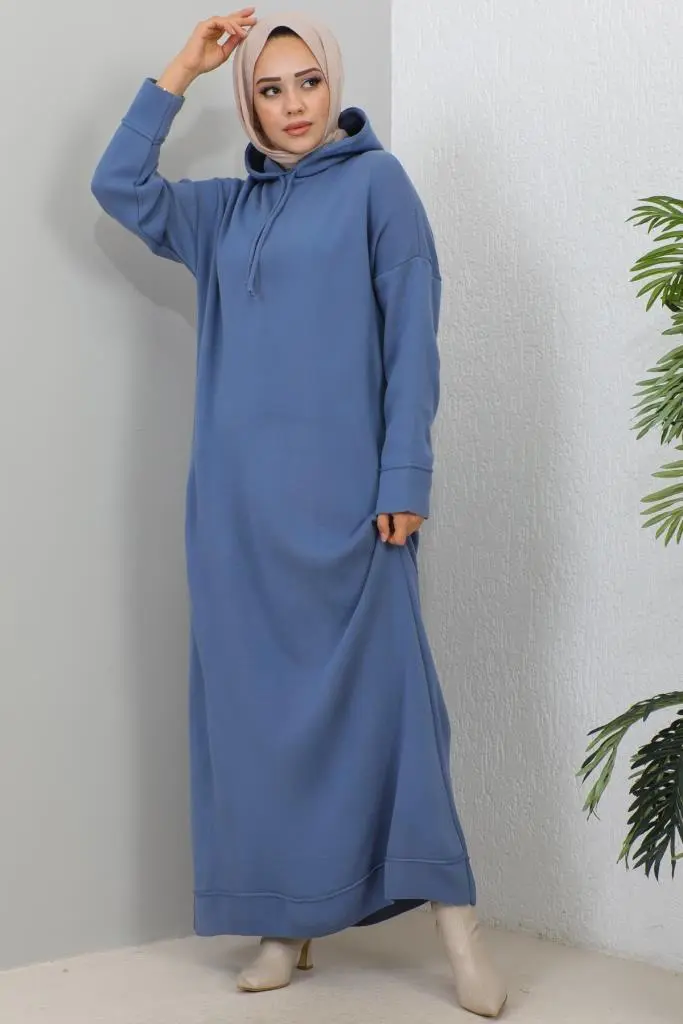 Hooded Knıtwear Dress-detail