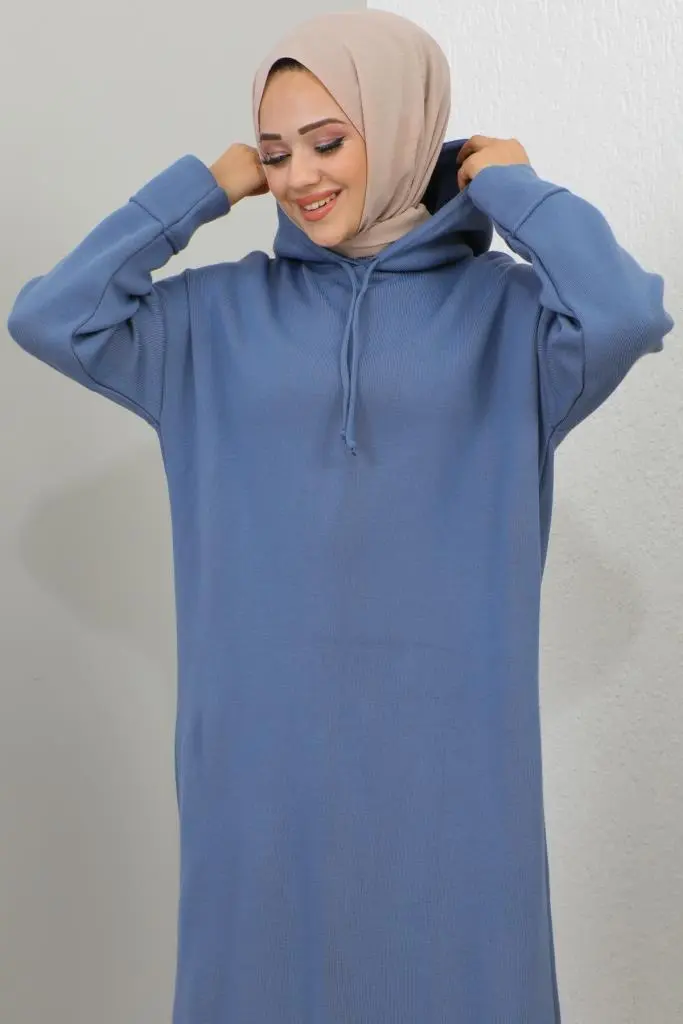 Hooded Knıtwear Dress-detail