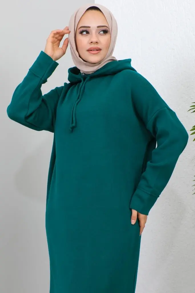 Hooded Knıtwear Dress-detail