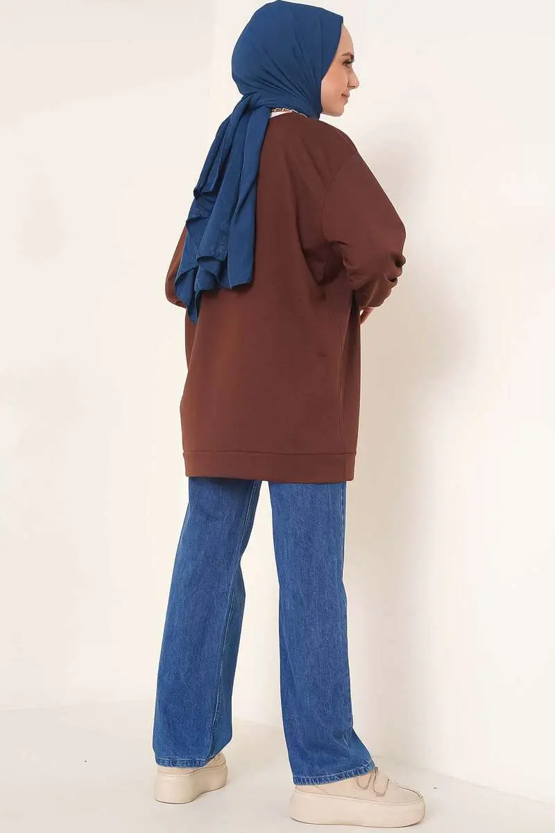 2983 Tunik Sweat Kahverengi-detail