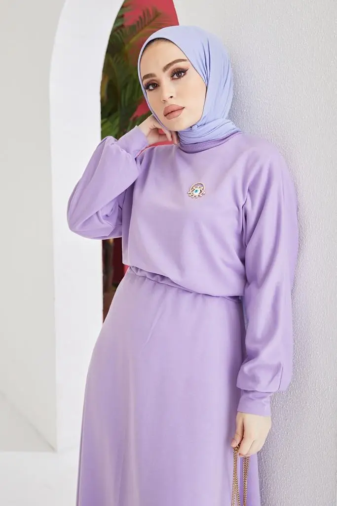 Lila Skirted Hijab Double Suit-detail