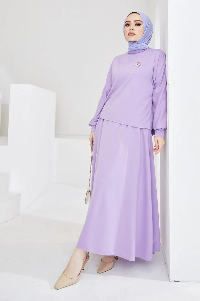 Lila Skirted Hijab Double Suit-detail