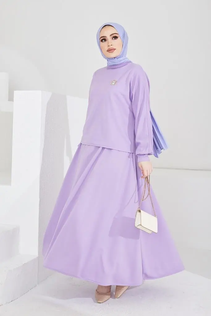 Lila Skirted Hijab Double Suit-detail