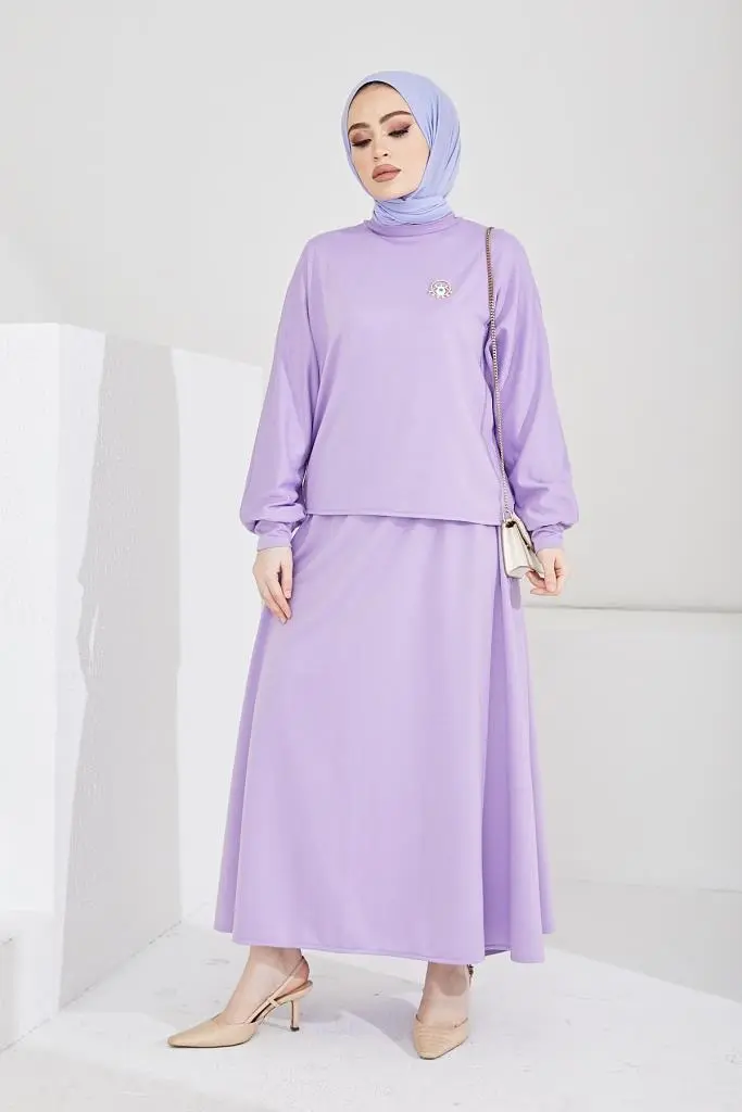 Lila Skirted Hijab Double Suit-detail