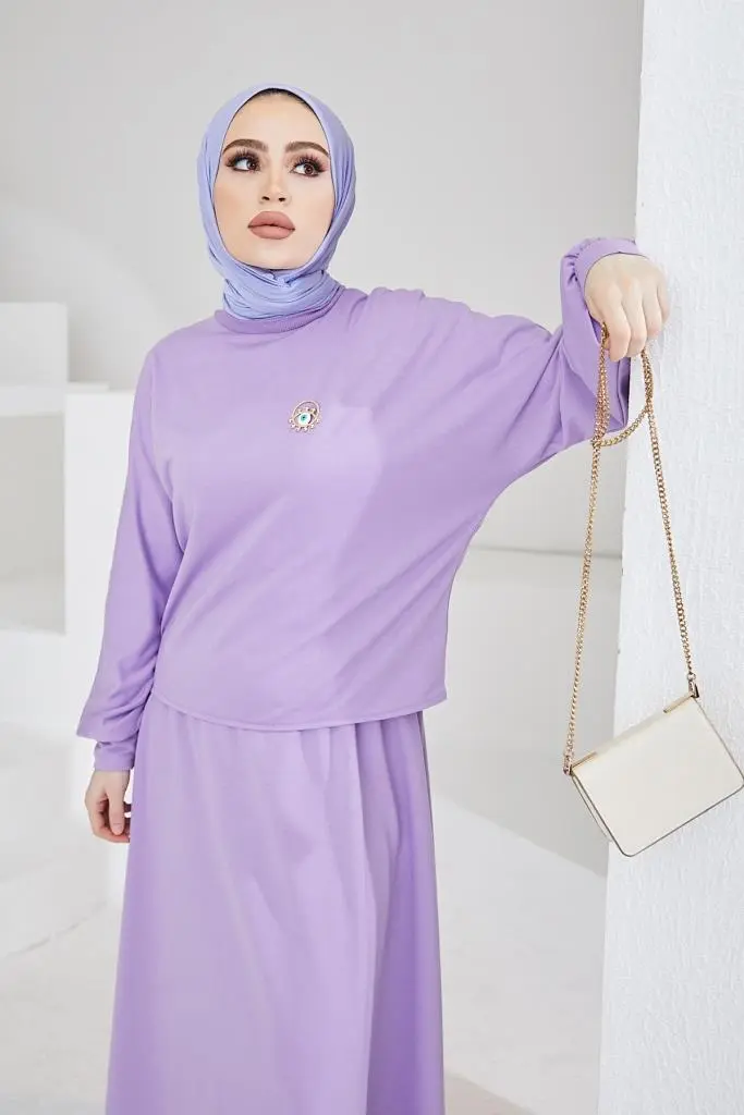 Lila Skirted Hijab Double Suit-detail