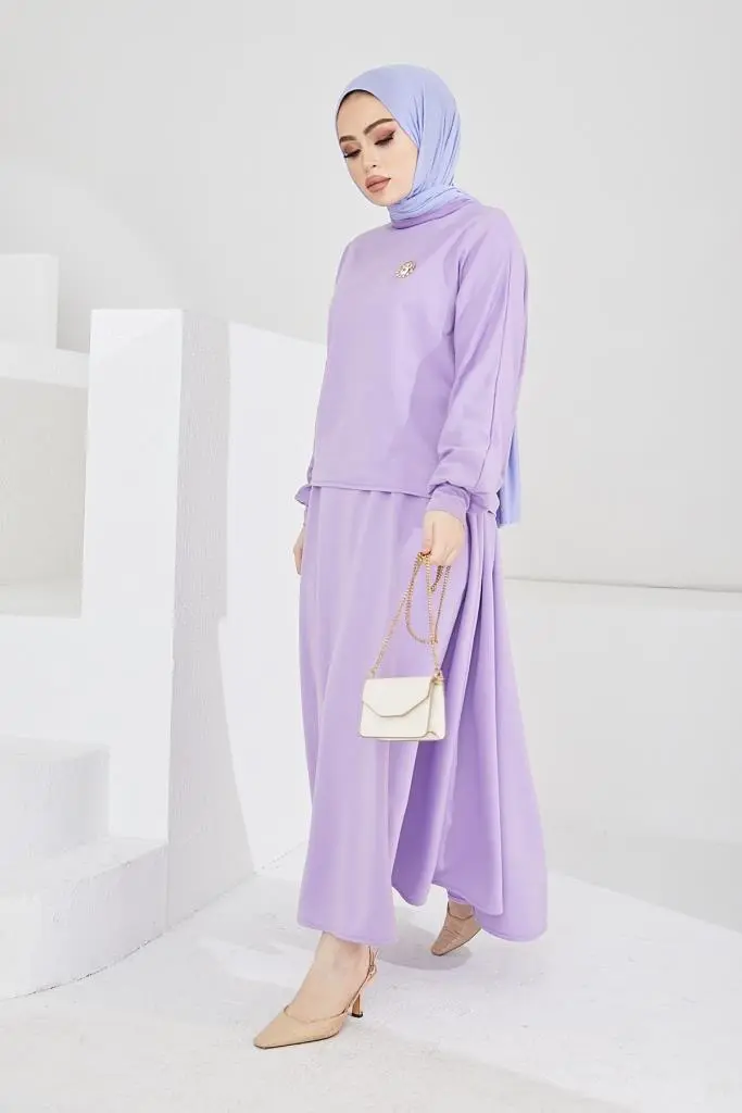 Lila Skirted Hijab Double Suit-detail