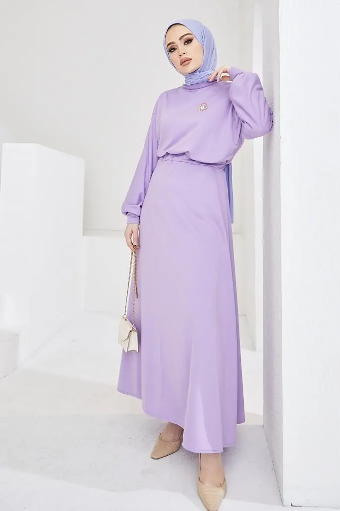 Lila Skirted Hijab Double Suit-detail