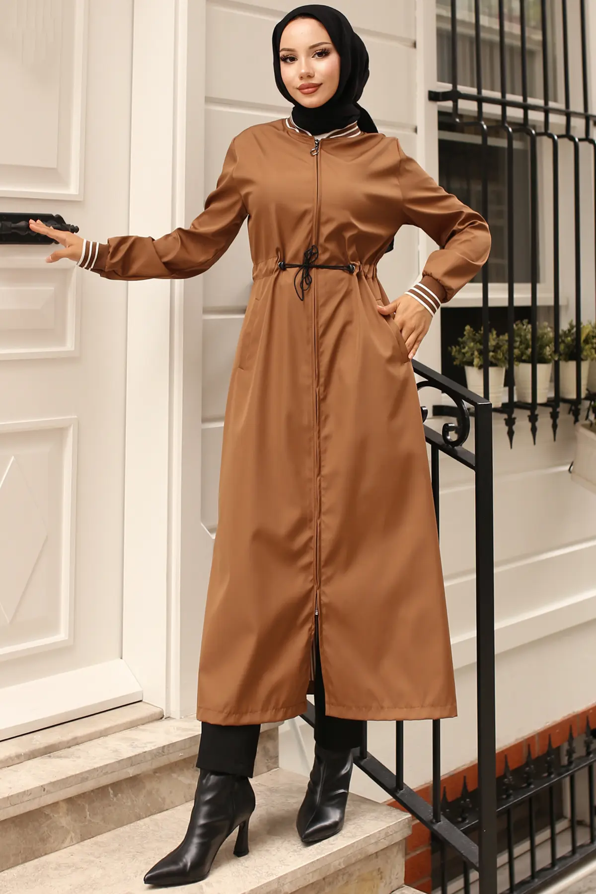 Mevsimlik Lastikli Bel Trençkot-detail