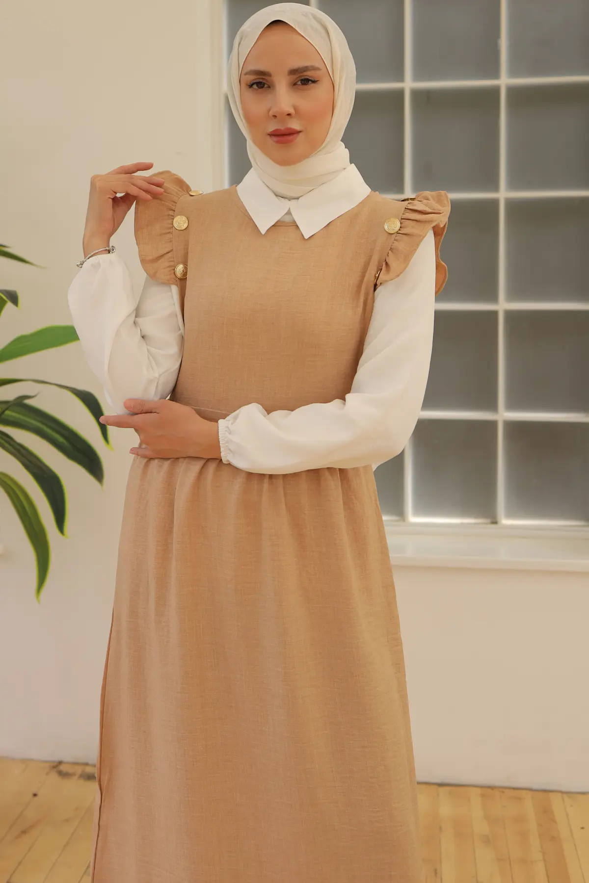 Button Detailed Double Dress-detail