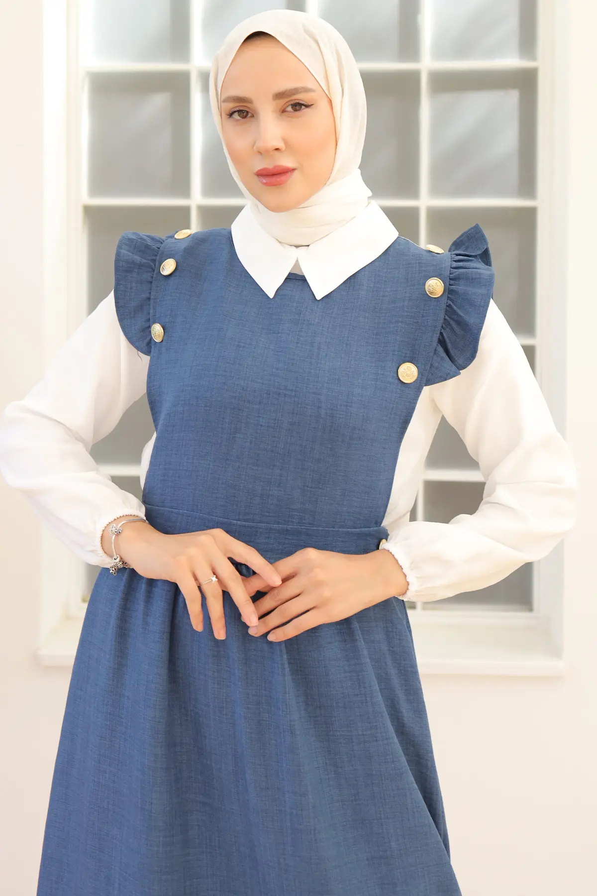 Button Detailed Double Dress-detail