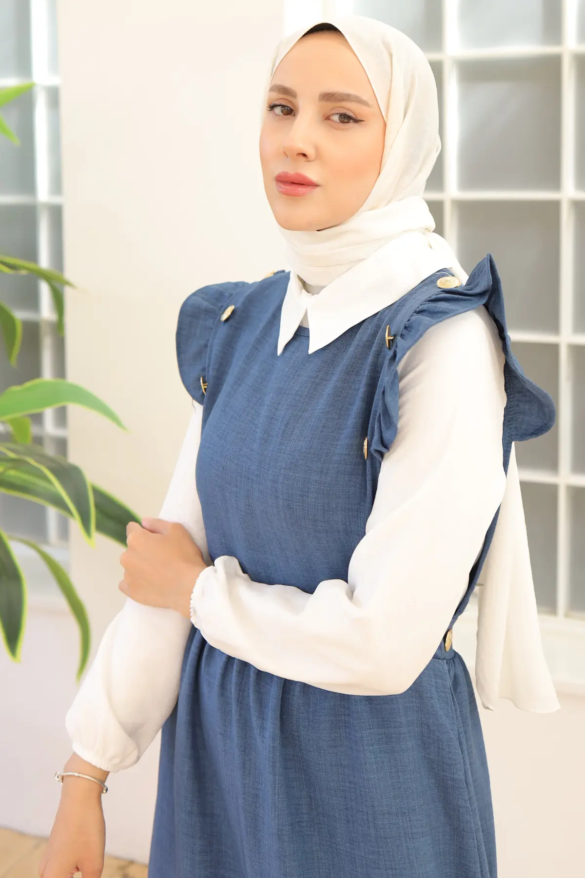 Button Detailed Double Dress-detail