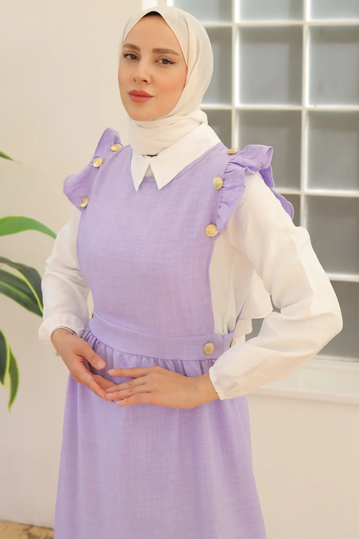 Button Detailed Double Dress-detail