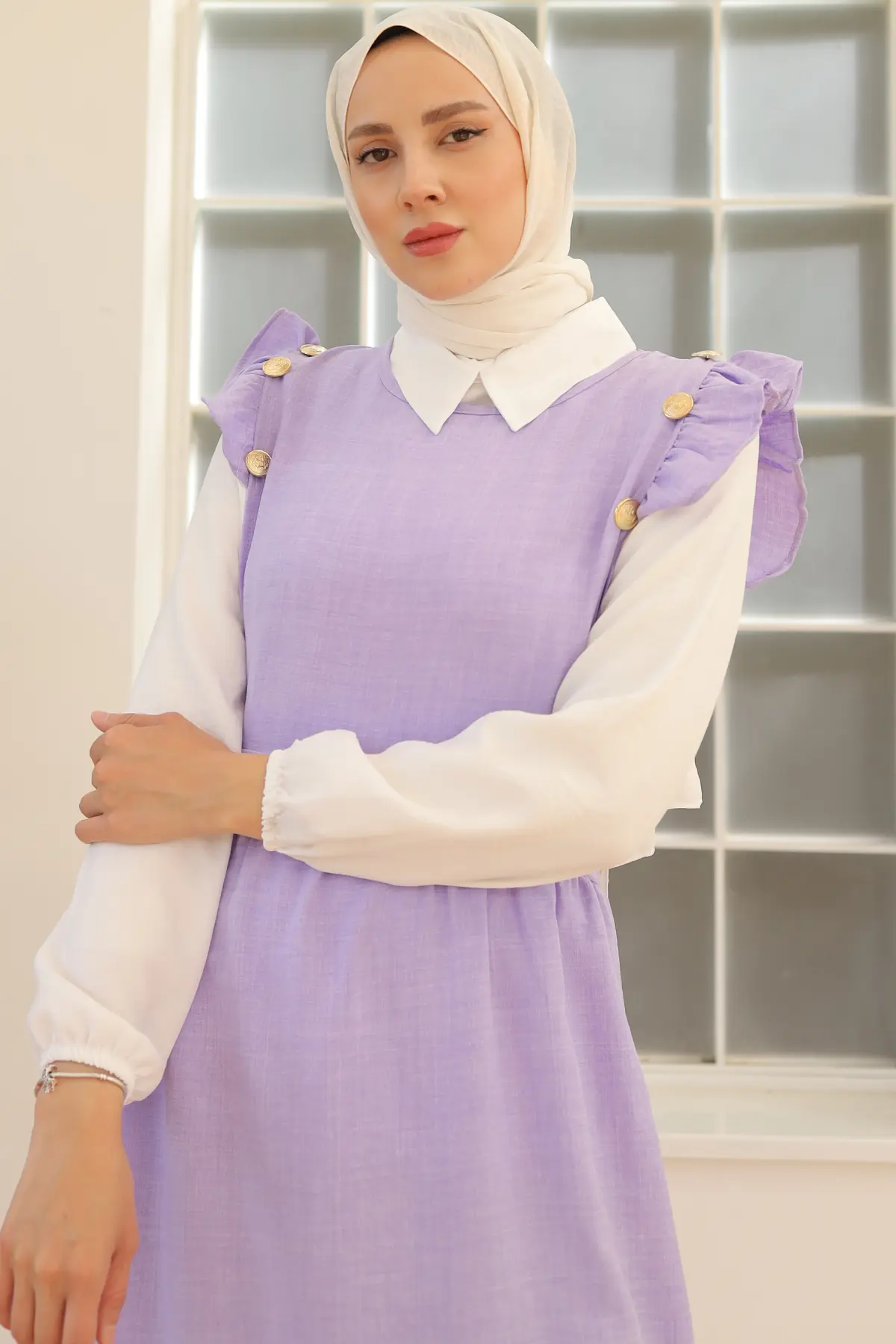 Button Detailed Double Dress-detail