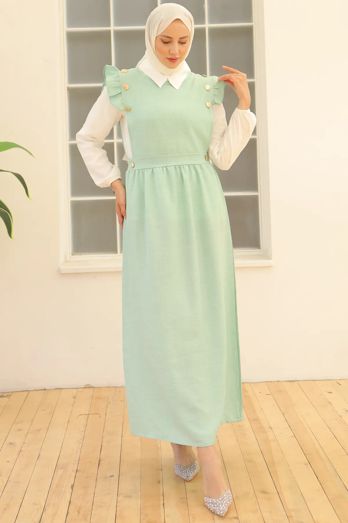 Button Detailed Double Dress-detail