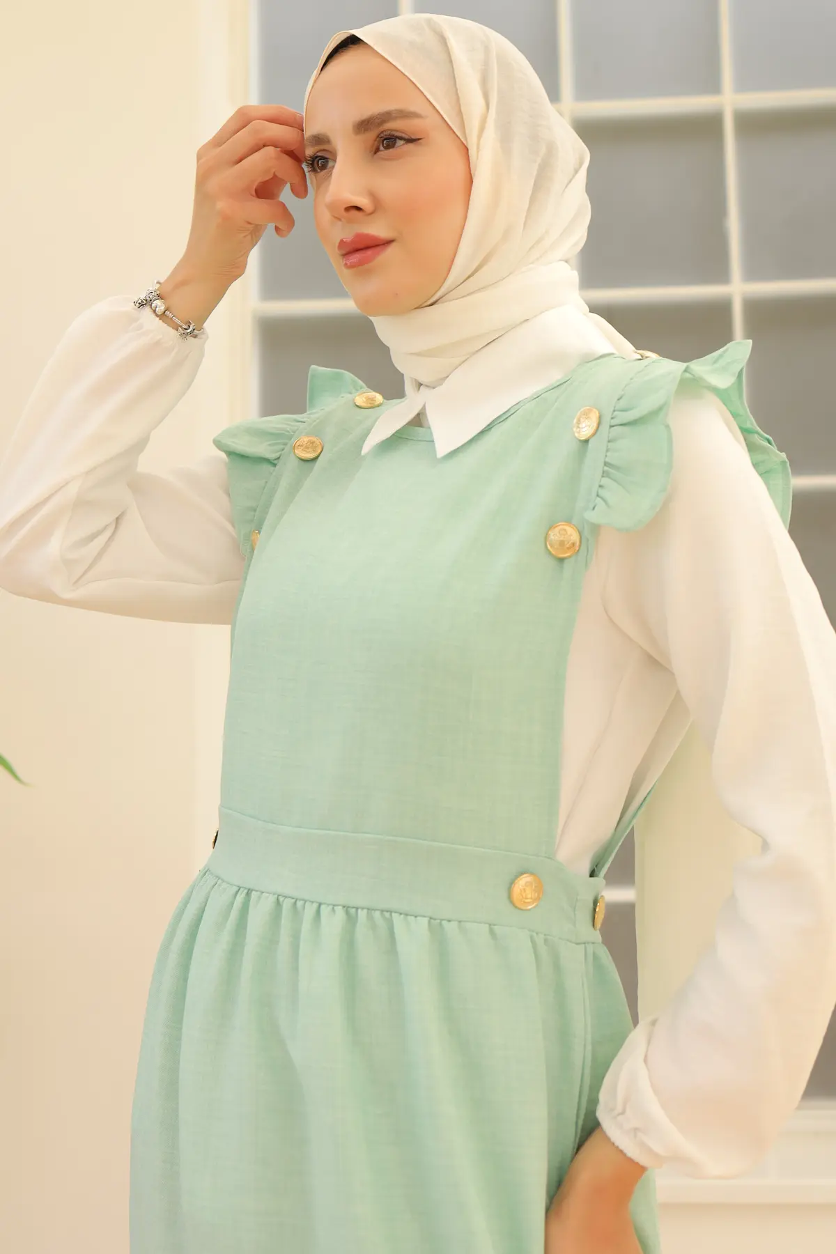 Button Detailed Double Dress-detail