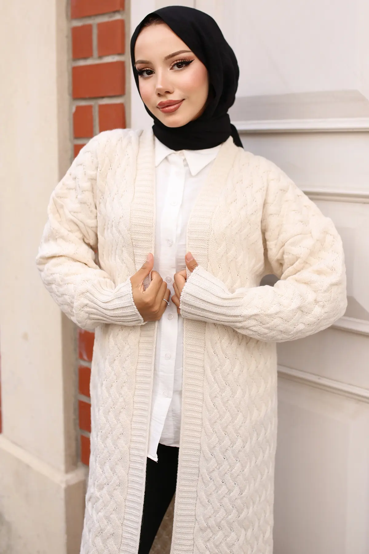 Hair Knit Long Sweater Cardigan-detail