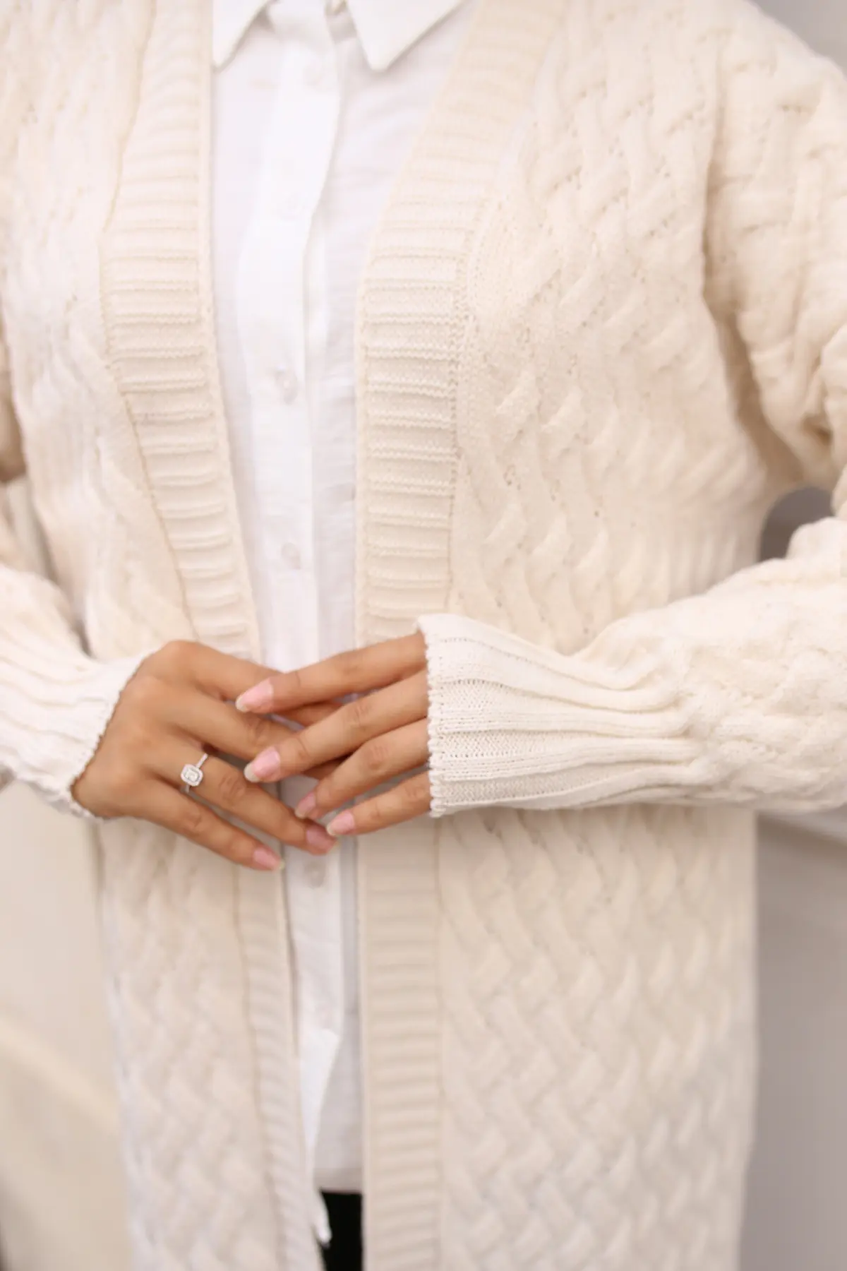 Hair Knit Long Sweater Cardigan-detail