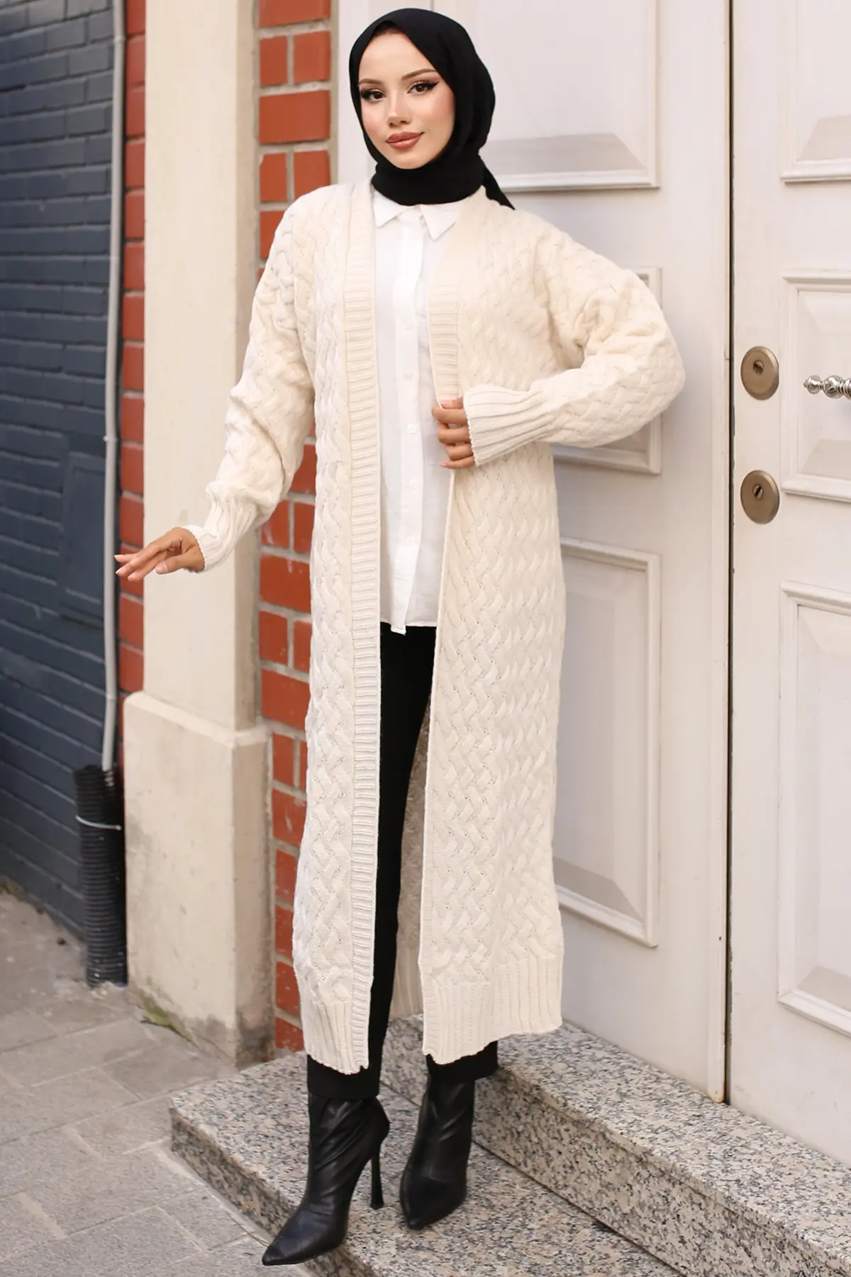 Hair Knit Long Sweater Cardigan-detail