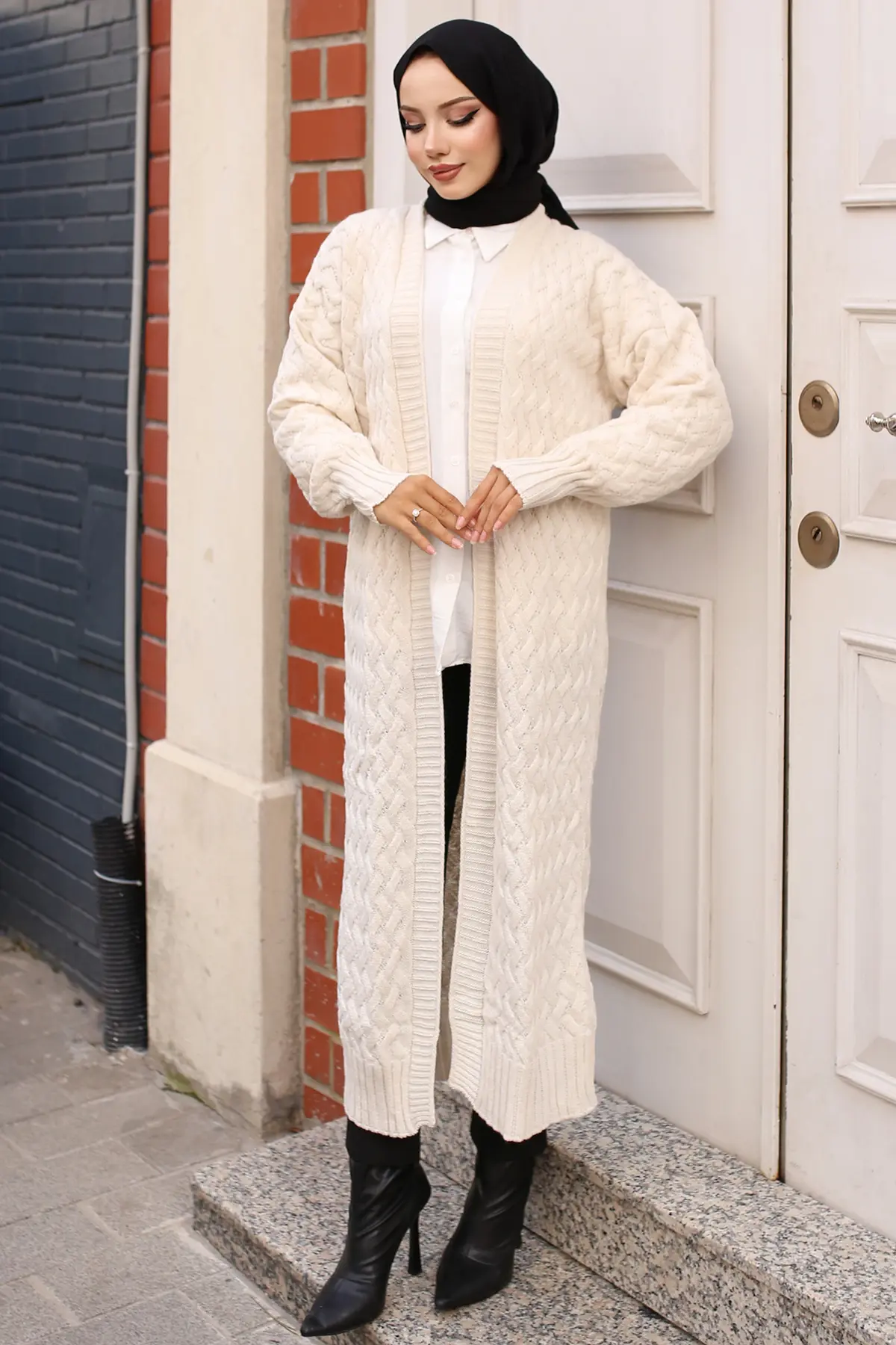 Hair Knit Long Sweater Cardigan-detail