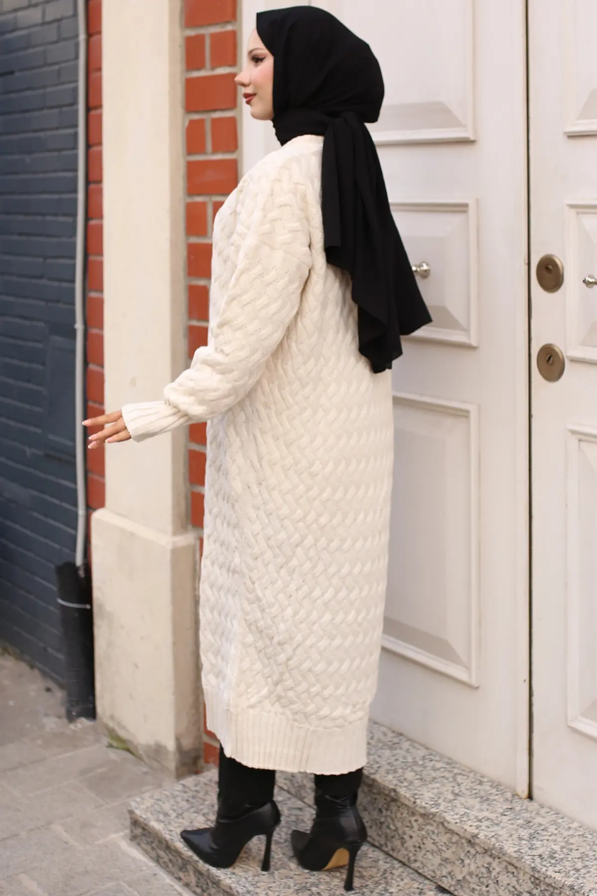 Hair Knit Long Sweater Cardigan-detail