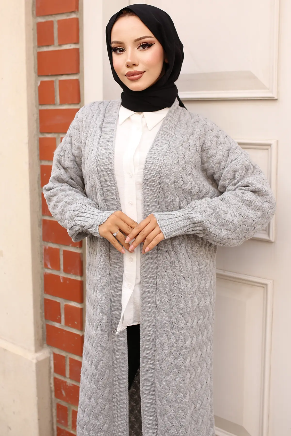 Hair Knit Long Sweater Cardigan-detail