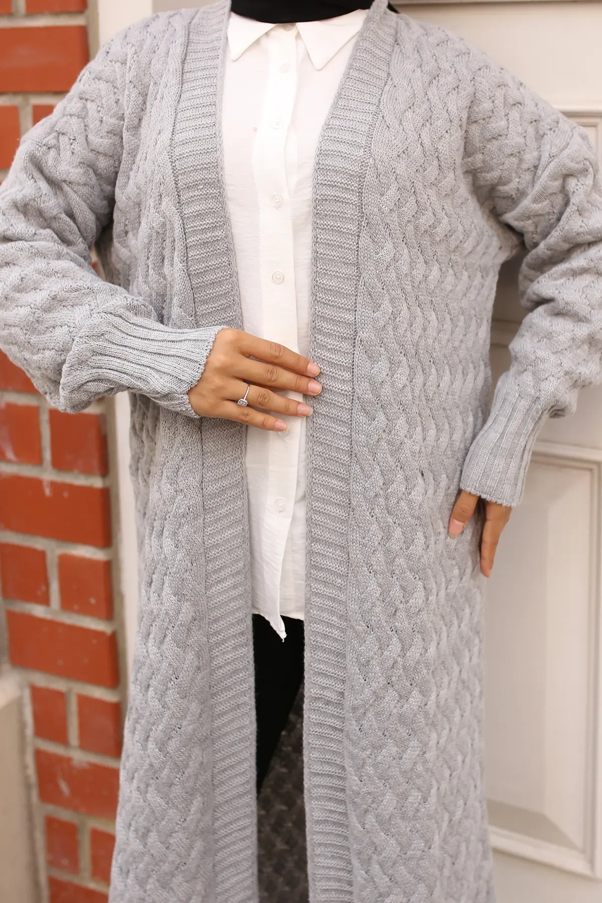 Hair Knit Long Sweater Cardigan-detail