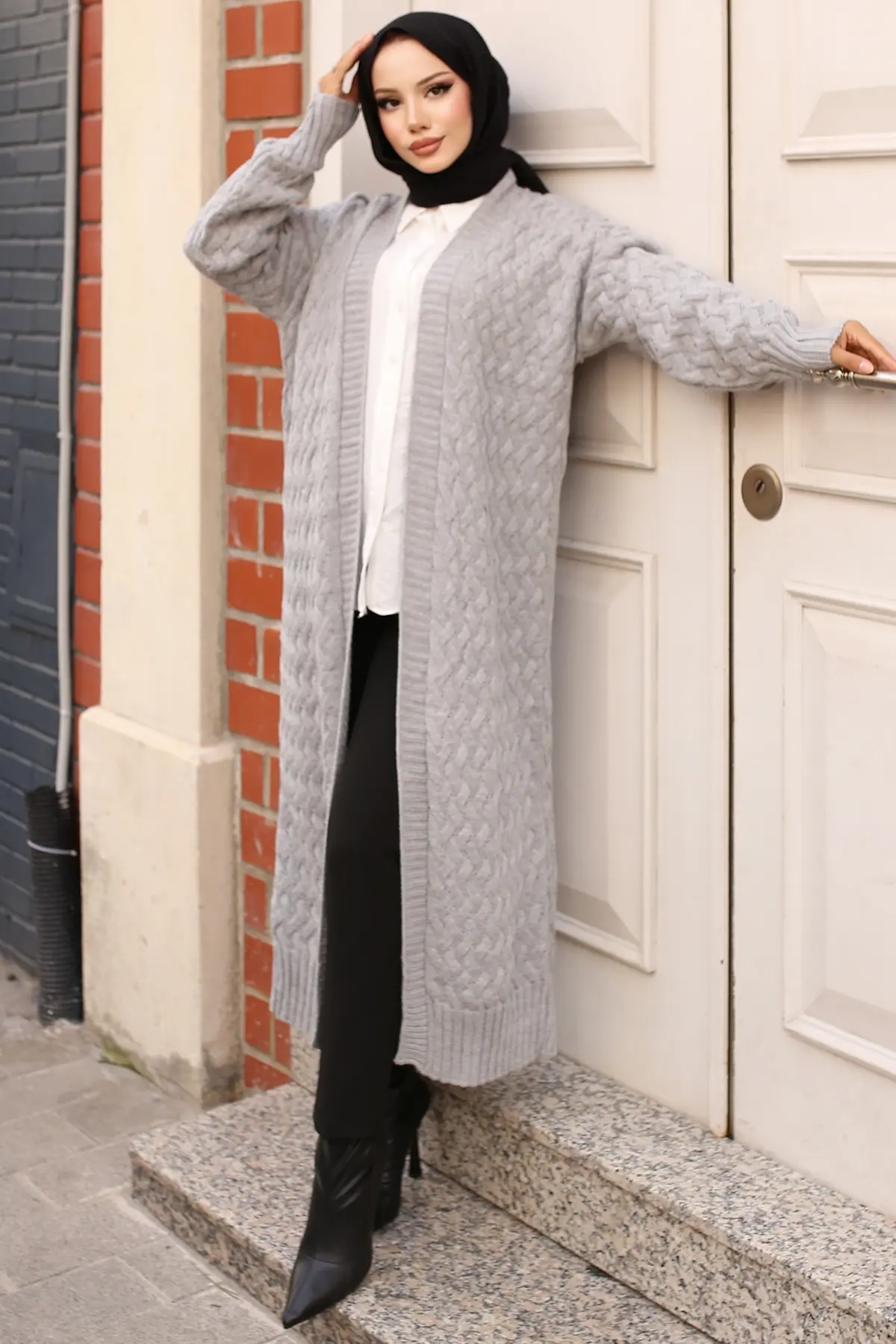 Hair Knit Long Sweater Cardigan-detail