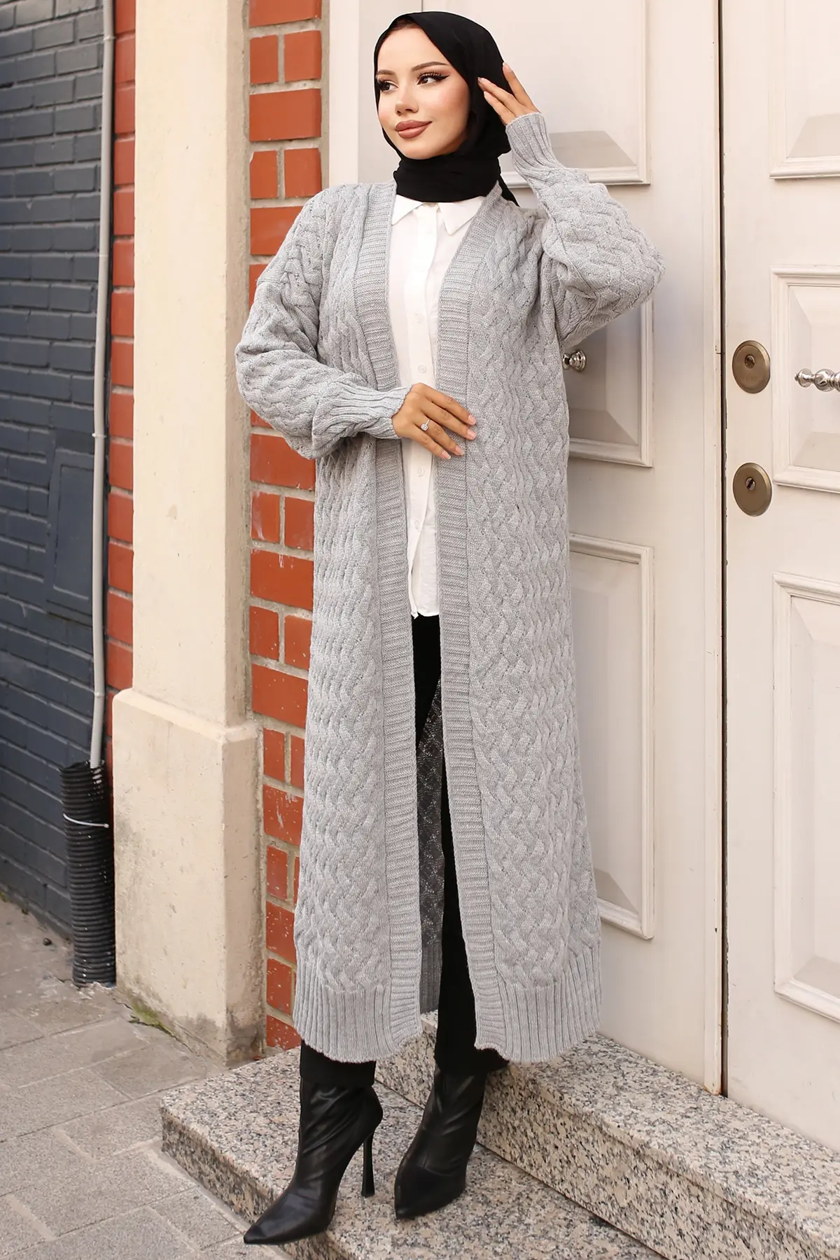 Hair Knit Long Sweater Cardigan-detail