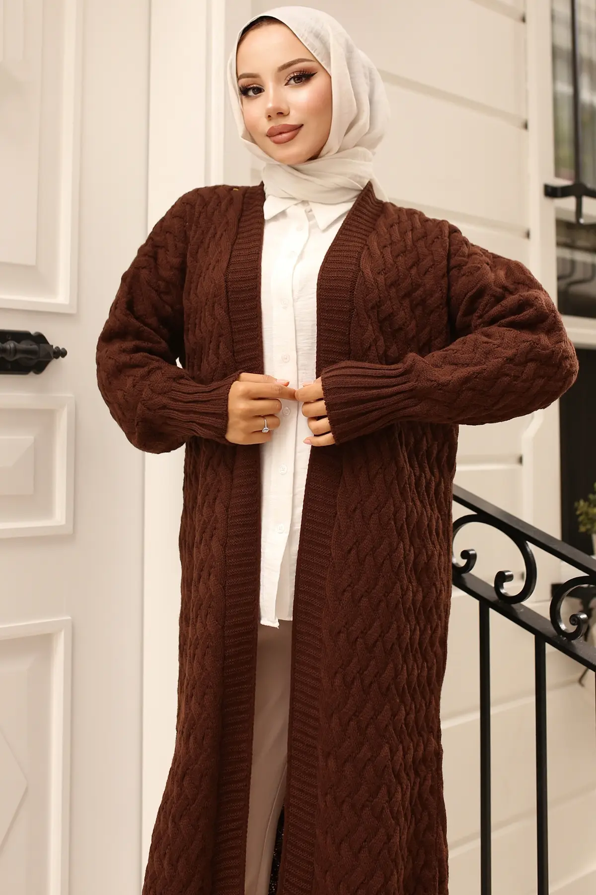 Hair Knit Long Sweater Cardigan-detail