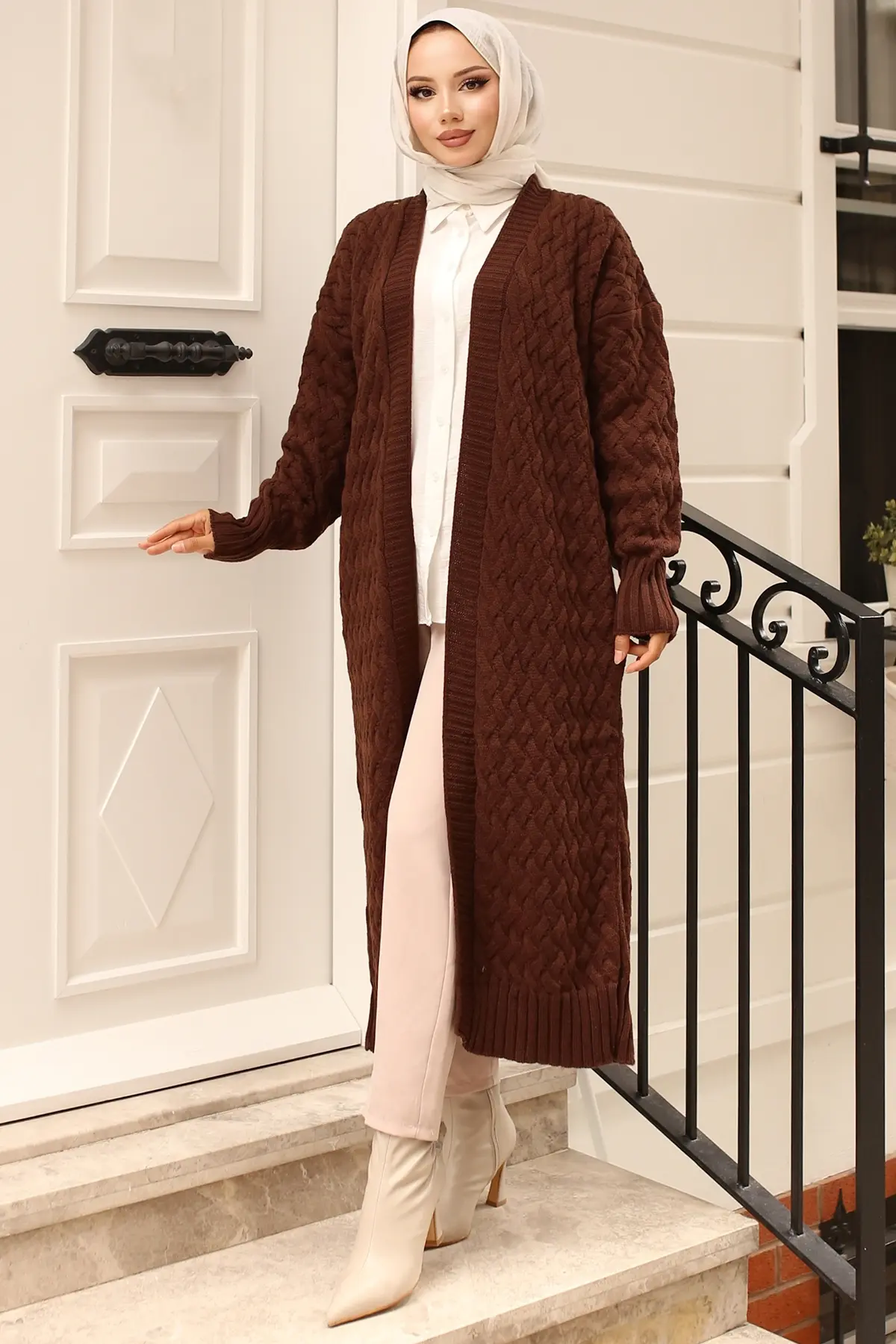 Hair Knit Long Sweater Cardigan-detail