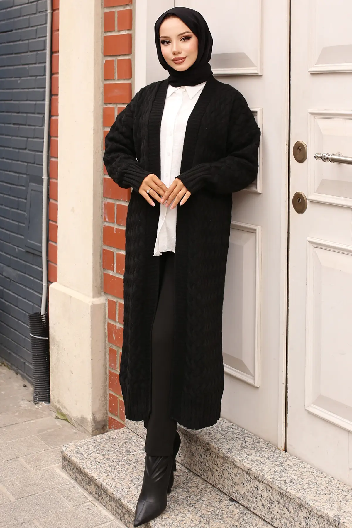 Hair Knit Long Sweater Cardigan-detail