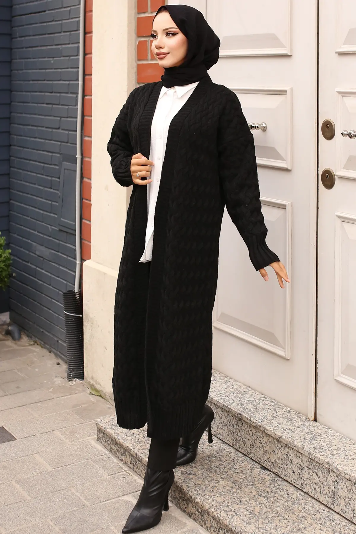 Hair Knit Long Sweater Cardigan-detail