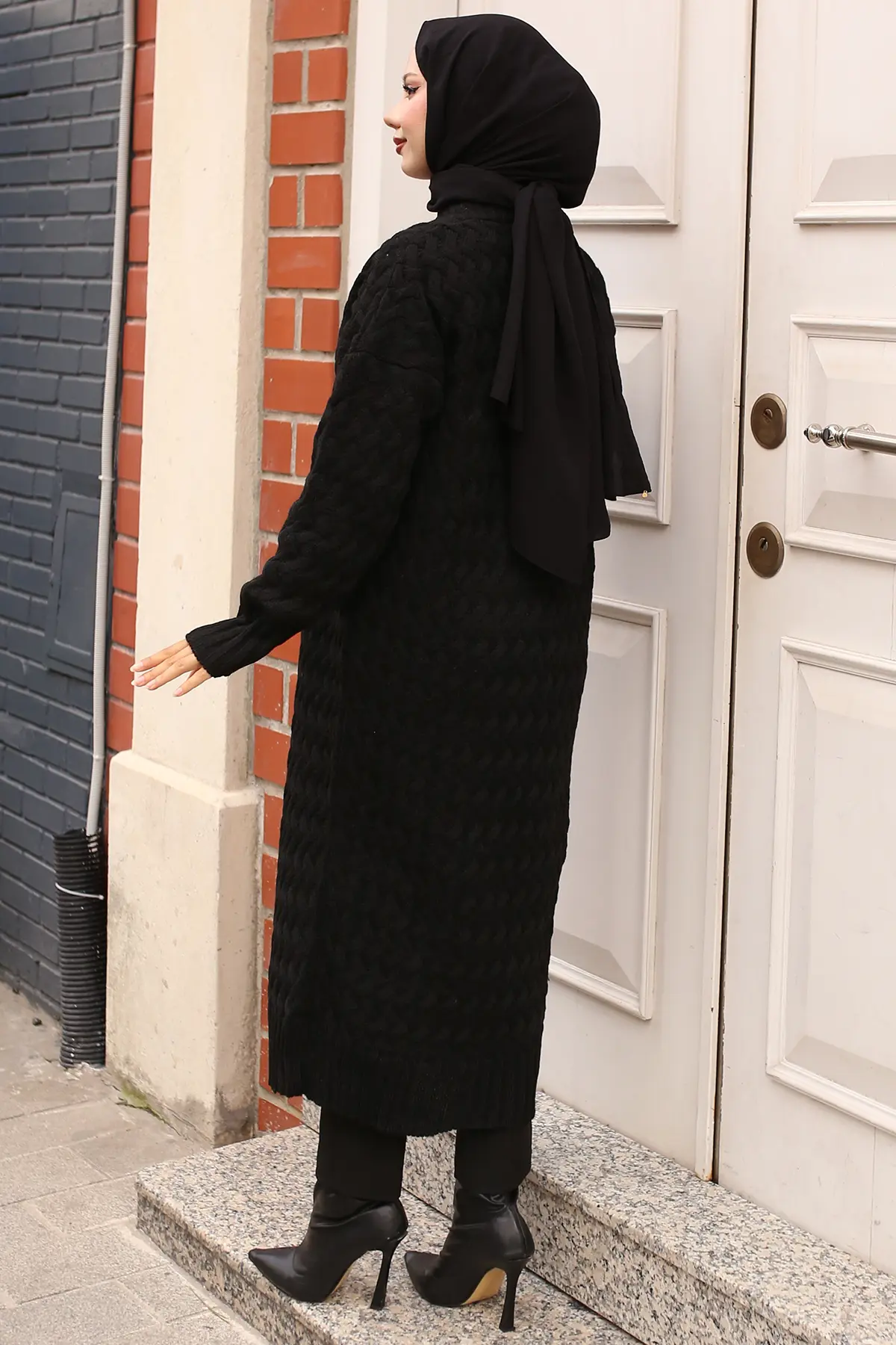 Hair Knit Long Sweater Cardigan-detail