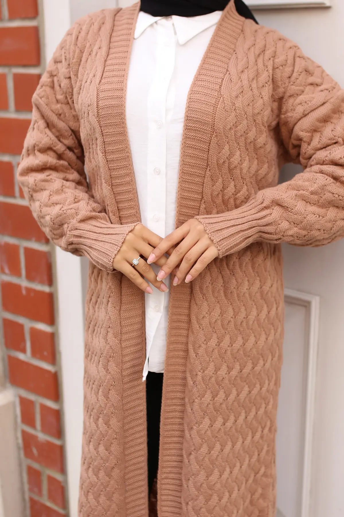 Hair Knit Long Sweater Cardigan-detail