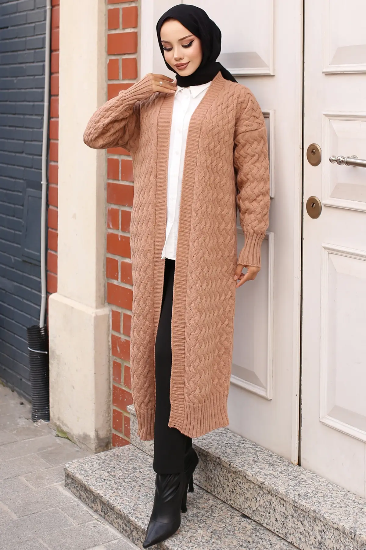 Hair Knit Long Sweater Cardigan-detail