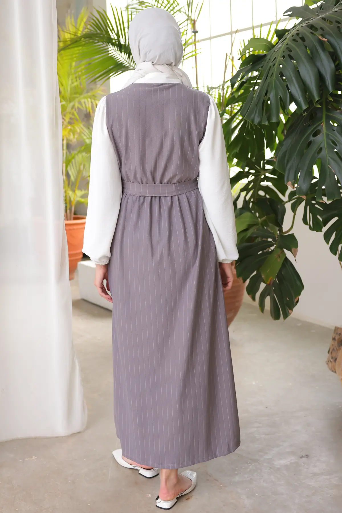 Stripe Detailed Collar Dress-detail