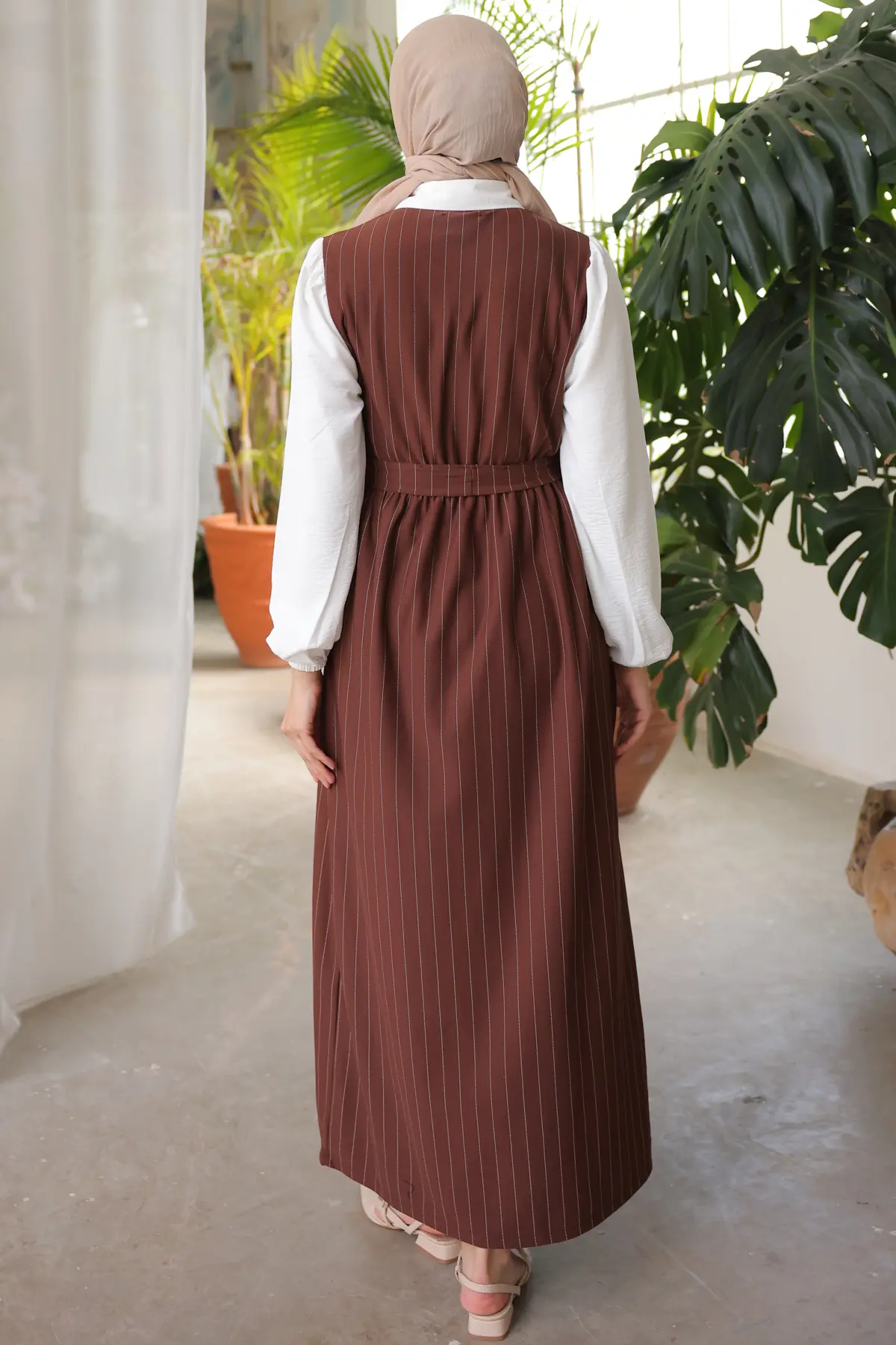 Stripe Detailed Collar Dress-detail