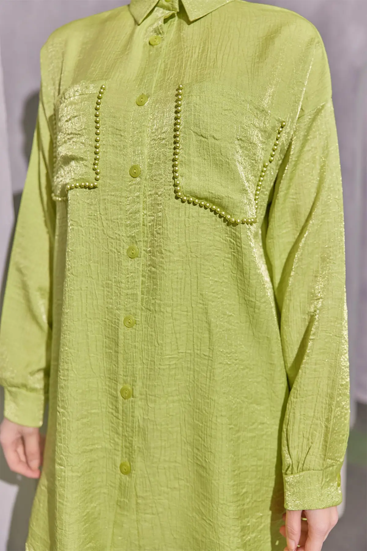 3985 Cepleri Boncuk Detaylı İkili Takım Fıstık Yeşili-detail