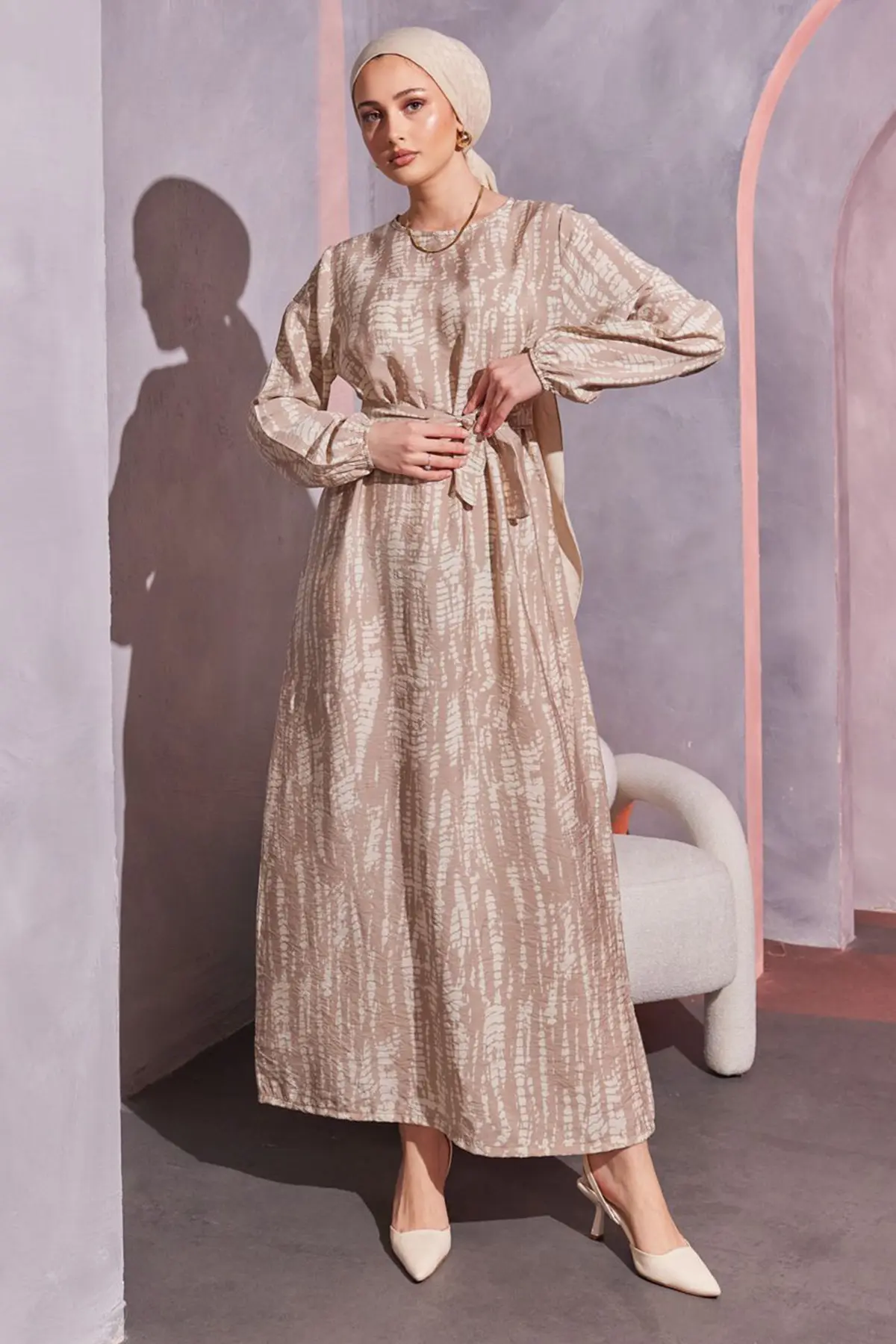 Patterned Hijab Dress-detail