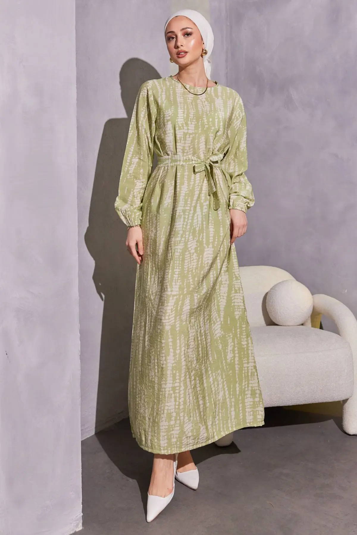 Patterned Hijab Dress-detail