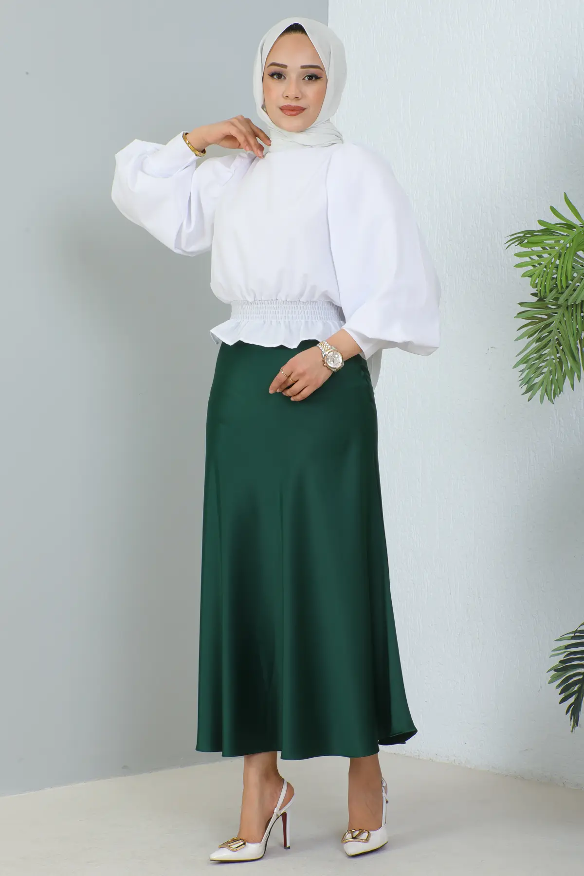 New Satin Skirt-detail