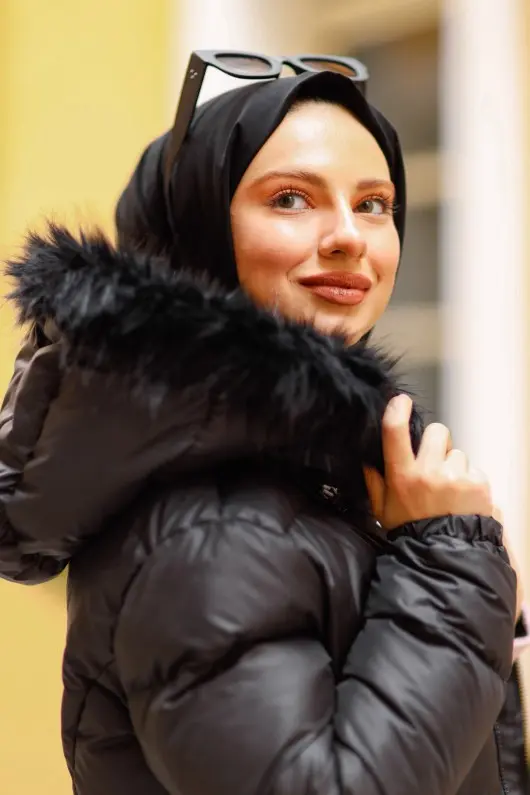 Long Inflatable Coat Black-detail