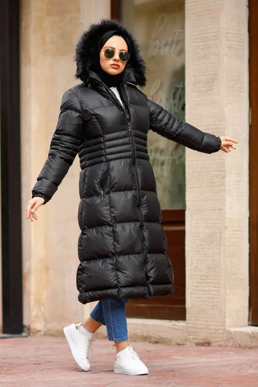 Long Inflatable Coat Black-detail