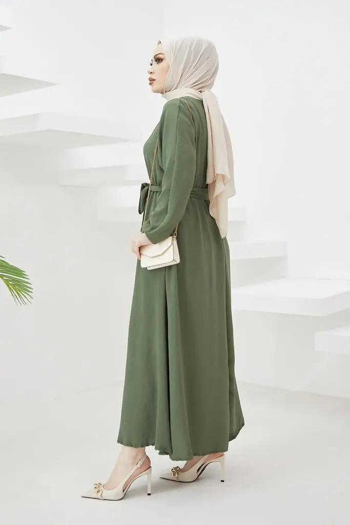 424-1aerobin Tesettür Elbise Haki-detail