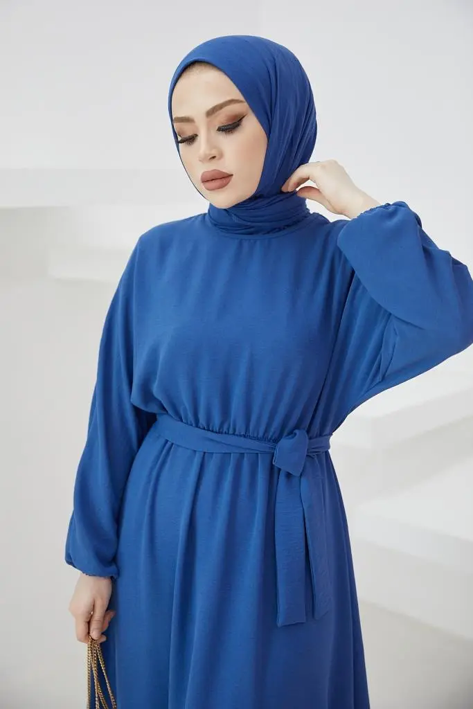 424-1aerobin Tesettür Elbise İndigo-detail