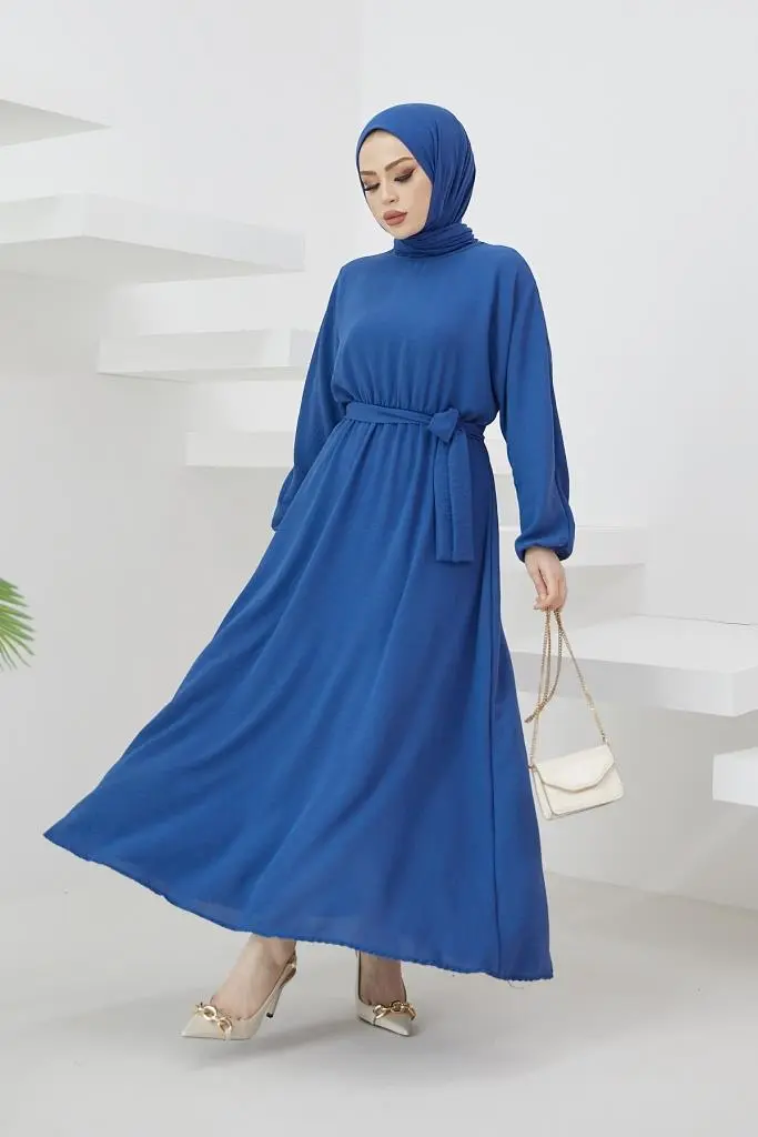 424-1aerobin Tesettür Elbise İndigo-detail