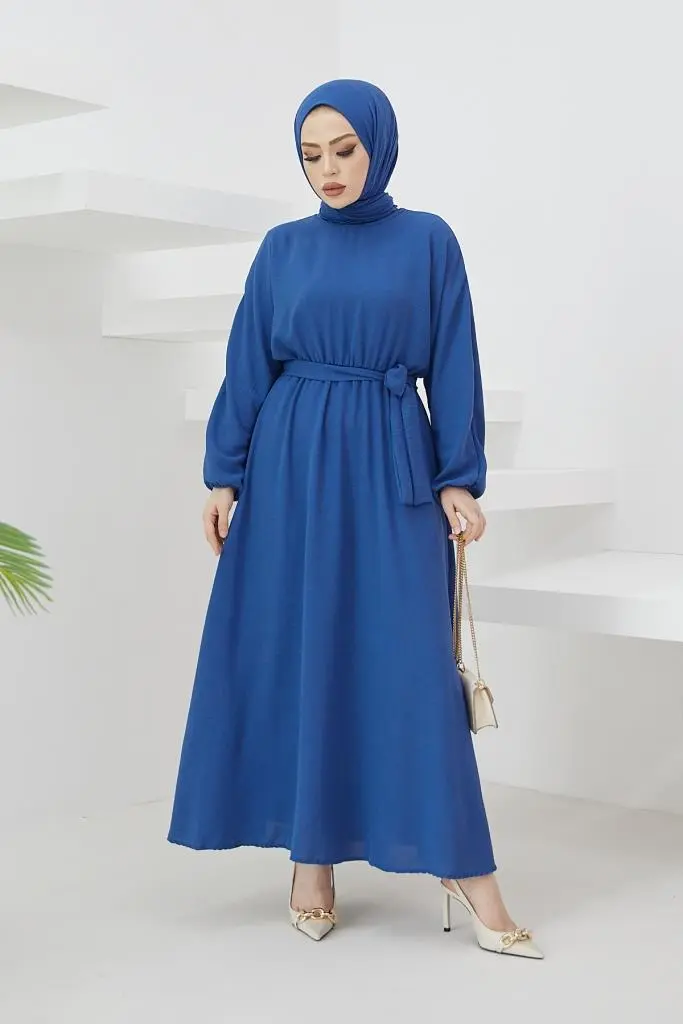 424-1aerobin Tesettür Elbise İndigo-detail