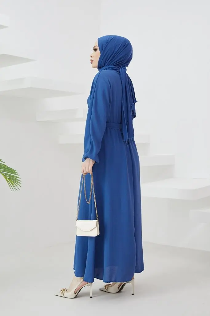 424-1aerobin Tesettür Elbise İndigo-detail