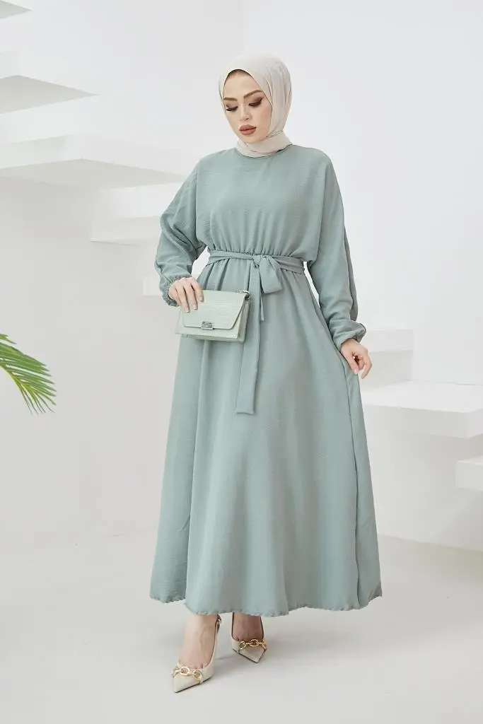 424-1aerobin Tesettür Elbise Mint-detail